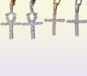 hip hop cross diamonds pendant necklaces for men women gift luxury necklace jewelry gold plated copper zircons Cuban Link chain7348239