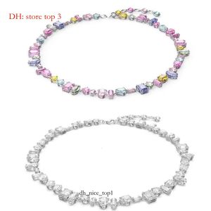 Designer Swarovskis Jewelry Flowing Light Colorful Candy Necklace For Women Using Swallow Element Crystal Rainbow White Snake Bone Chain a5bf