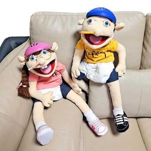 Stuffed Plush Animals 60cm Giant Feebee Jeffy Puppet Plush Hat Game Toy Boy Girl Cartoon Hand Puppet Plushie Doll Talk Show Party Props Christmas Gift T240531