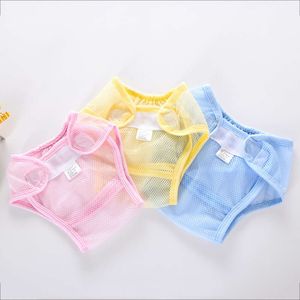 0-2 Years Baby Mesh Diaper Pants With Inserts Childrens Solid Color Breathable Cloth Nappy Bag