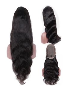 Indian Human Hair Body Wave 4x4 Spets Front Stängning Wigs 1028 tum Långt mänskligt hår peruker Afro Kinky Curly Human Hair Wig Natural Col7051428