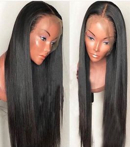 Mänskligt hår spets fram peruk 30 tum lång silkeslen rak glueless jungfru brasiliansk 30 i full spets mänskliga peruker för svarta kvinnor9565322