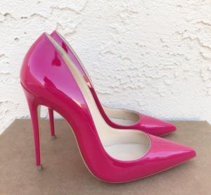ファッションの女性ポンプカジュアルピンクの特許ポイントスティレットハイヒールシンヒールシューズパーティーシューズ12cm 10cmビッグサイズ8021708