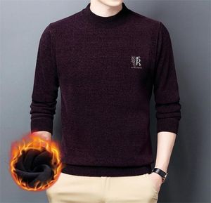 Men039s tröjor fleece chenille tröja hösten vinter stickad halvtureneck tjock varm bas casual män modekläder 2211146356927