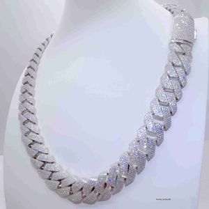 Out Pendant Halsband passerar Iced Diamond Tester Sterling Sier Necklace VVS Moissanite Cuban Link Chain 1234567