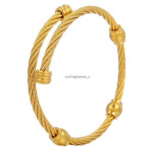 2024 Personalized Gold Steel Color Non fading Bracelet Sparkling Hip Hop Rope Stainless Open Jewelry