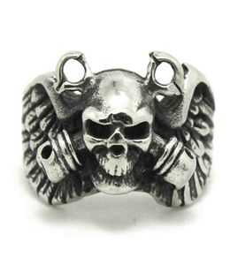 2st Snabb Ghost Skull Grenade Ring 316L Rostfritt stål Fashion Jewelry Cool Biker Double5236523