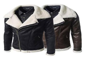 Black Brown Faux Leather Motorcycle Jacket Mens Fashion Men039s coat Winter Leather Jacket Faux Fur Slim Fit Leather Jackets Fo4425546