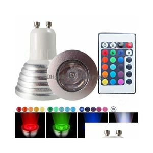 LED-glödlampor för jul/fest/KTV-belysning RGB 3W Spot Lights E27 MR16 GU10 BBS Memory Colorf Change AC 85-265 Lägg till 24Keys Drop Deliver OTQ8E