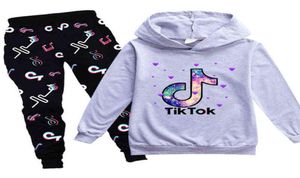 100170 cm Tiktok Tiktok Children039S Sweter Spodnie z kapturem 2PCS Zestaw PH159513479527