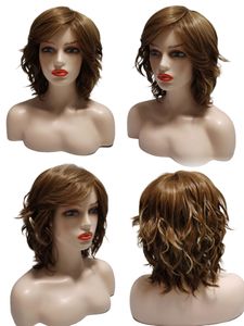 Kort blont hår peruk för kvinnor som mänskligt hår syntetiskt värmebeständigt naturlig älva halloween daglig fiber spets peruk xwfae