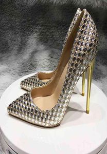Zapatos de Tacn alto a cuadros brillantes para mujer calzado de vestir de fiesta ostentoso sin cordones talla grande 43 44 45646192