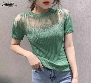 Camisa coreana de roupas de verão camisetas elásticas de manga curta