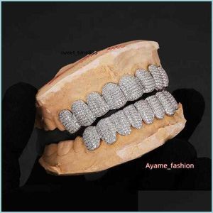 Grillz Dental Grills Exclusive Customization Moissanite Teeth Grillz Iced Out Hop 925 Sier Decorative Braces Real Diamond Bling Too Dh2Sf