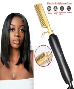 Professional Hair Straightener Comb Titanium Alloy Wet and Dry Use Hair Curler Comb Electric Hair Curling Brush Combs3050317