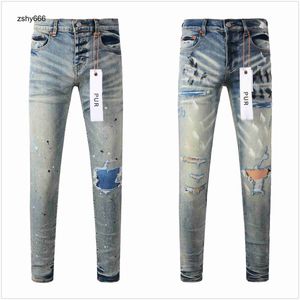 2024Designer Jeans الجينز الجينز الأرجواني جينز عالية الجودة الأقمشة مرنة المرونة رجال الجينز بارد مصمم بانت مهزوزة راكب الدراجة النارية الأسود الأزرق جان رفيع