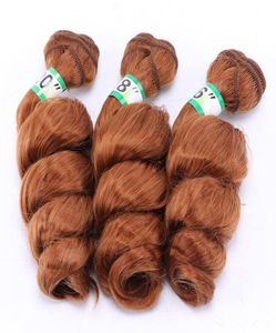 Bouncy Deep Loose Wave Hair Weft Sew in Hair Extensions Brown Obre 3st för en haed syntetisk lenght hår wefts jerry curl för w8000341