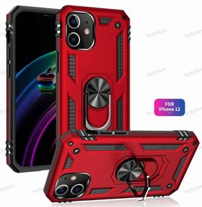 Hibrid Armor Telefon Geri Kapak Kılıfları İPhone 12 Pro 11 SE LG Stylo 6 K51 Moto G8 Oyun G Stylus Araba Metal Yüzük Braketi KIC1356993