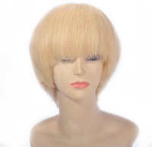 Krótkie ludzkie peruki dla kobiet 8 cali 613 Blond Brazylijskie włosy proste koronkowe przedni perukę Pre Preucked3340973