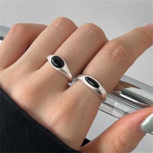 Lyxdesigner ringar 925 sterling silver smycken för kvinnor vit svart onyx älskar finger ringskola daglig outfit vän kvinna presentlåda storlek öppning justerbar