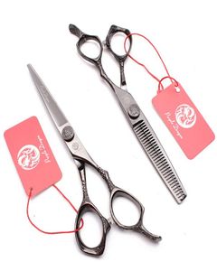 Profesjonalne nożyczki fryzjerskie 6 cali Japonia 440C Czarna kolor ścinania Stylist Stylista przerzedzający nożyce fryzjerskie nożyczki włosy scisso1099124