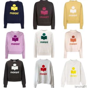 24ss Isabels Designer Women Sweatshirt New Printed Triangle Neck Pullover Womenloose Long Sleeve Hoodie