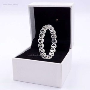 Pandoras Ring Designer Jewelry Heart to Heart Connection 925 Silver 190980 Love Para Pierścień dla mężczyzn i kobiet 4d1