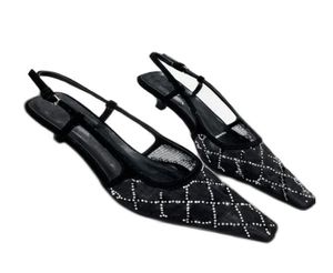 Black Cry Crystal Diamond Women Dress Sandals Sandals Designer Slides Sapato de casamento com Box5589931