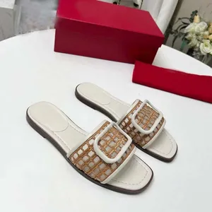 Designerskie sandały damskie Nowe najwyższej jakości oryginalne skórzane splot buty do kobiet klasyczny Ultra Fashion Beach Slipper Rozmiar 35-43 z pudełkiem