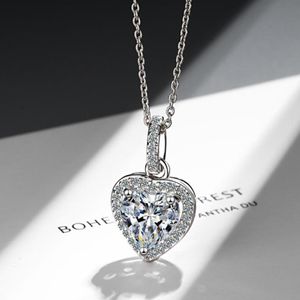 Zircon Necklace Women's Heart Shaped Full Diamond Short Clavicle Chain Simple Temperament Net Red Ins Love Pendant WY384 293o
