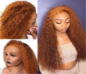 Koronkowe peruki Kuranowe imbir pomarańczowy perukę czołową głęboką fala przednie ludzkie włosy przezroczyste brazylijki dla kobiet 88902377544026