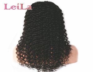 Spetsens främre mänskliga hår peruker för svarta kvinnor Remy brasilianska djupa spetsfront peruk före plockad med babyhår1795269