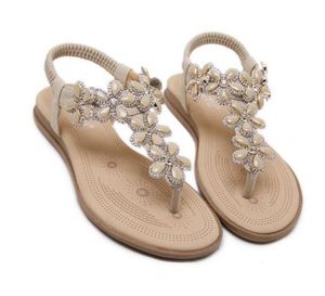 Новый богемный ткани для бретека Critestal Plat Hel Flip Flop Women Beach Sandals Plus размер от 35 до 40 418001854