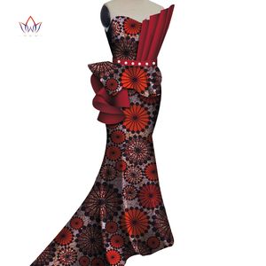 Sommer Womens African Plus Size Cloding Robe Bazin Afrikum Rock Set ärmellose Afrika Kleidung für Frauen Abendanzug WY4112