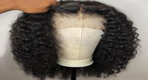 Brasiliansk jungfrulig mänsklig hår peruk 134 spetsar främre svart färg före plockad naturlig hårfäste blekmedel Knutvattenvåg lockigt5066378