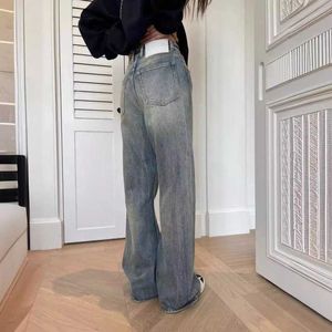 Majira m New No Side Seam Heavy Industry Washed Tree Pattern Loose Wide Leg Jeans Womens Pants
