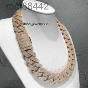 Jewelry Diamond Gold Necklace 20mm Width 3 Row Hop Hip Iced Out Moissanite Diamonds Cuban Link Chain Necklaces Designer Bracelet Free Shipping