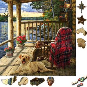 3D Puzzles Dog Wood Puzzle Tajemnicza 3D Craft Labrador Animal Wood Puzzle Interactive Game Puzzle G240529