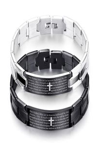 Bangle Holy Bible Men Bracelet Black Stainless Steel Watch Strap Silvering Plating Jewelry Gift For Women5291927