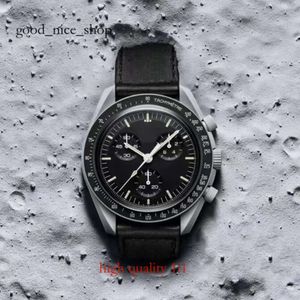 tag zegarek bioceramiczny księżyc księżyc męskie zegarek pełna funkcja chronograf Quarz misja do rtęci 42 mm nylon luksusowy zegarek limitowany edycja 344F