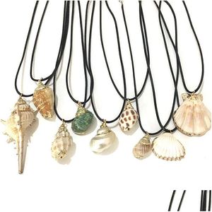 Hänge halsband boho conch havskal halsband hawaii strand sommar vax rep kedja hav djur snäckskal smycken för kvinnor cowrie drop dh3lv