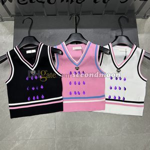 Women V Neck Vest Purple Leaves Decoration Top Heart Mönster Tank Topp Summer ärmlösa toppar