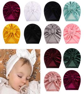 Baby solid gyllene sammet pannband mjuk bowknot turban hårband för barn flickor elastiska headwrap barn baby turban7482857