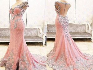 2020 nyaste sexig riktig bild sjöjungfru elegant rosa spets aftonklänningar sexig kristallbesättning billiga party prom klänningar vestisdos de novi3061410