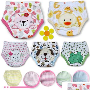 Cloth Diapers Baby Cotton Waterproof Reusable Nappy Diaper Training Pants Cartoon Infant Boys Girls Underwear Washable Babies Wear B Dhaxb