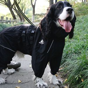 中程度と大型犬の防水ジャケット4脚フルパッケージ4シーズンレインコートサイドシェパードスプリンガー犬の服