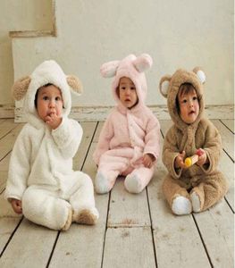 Sprzedawanie jesień i zimowe ubrania dla niemowląt Ubranie dla dzieci Coral polar w stylu zwierząt odzież Romper Bodysuit9900186