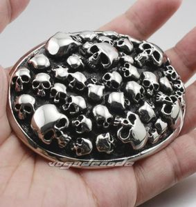 Huge Heavy 316L Stainless Steel Skulls Mens Biker Rocker Punk Belt Buckle P0254844393