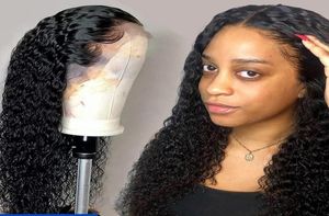 koronkowe peruki włosy z przodu dla czarnych kobiet Deep Wave Curly HD Frontal Bob Brazilian Afro Krótka 30 -calowa woda Full9410852