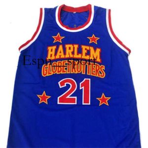 T9 21 Kevin Special K 36 Meadowlark Lemon Harlem Globetrotters Basketball Jersey Earmo di ricamo blu cucite Maglie personalizzate personalizzate